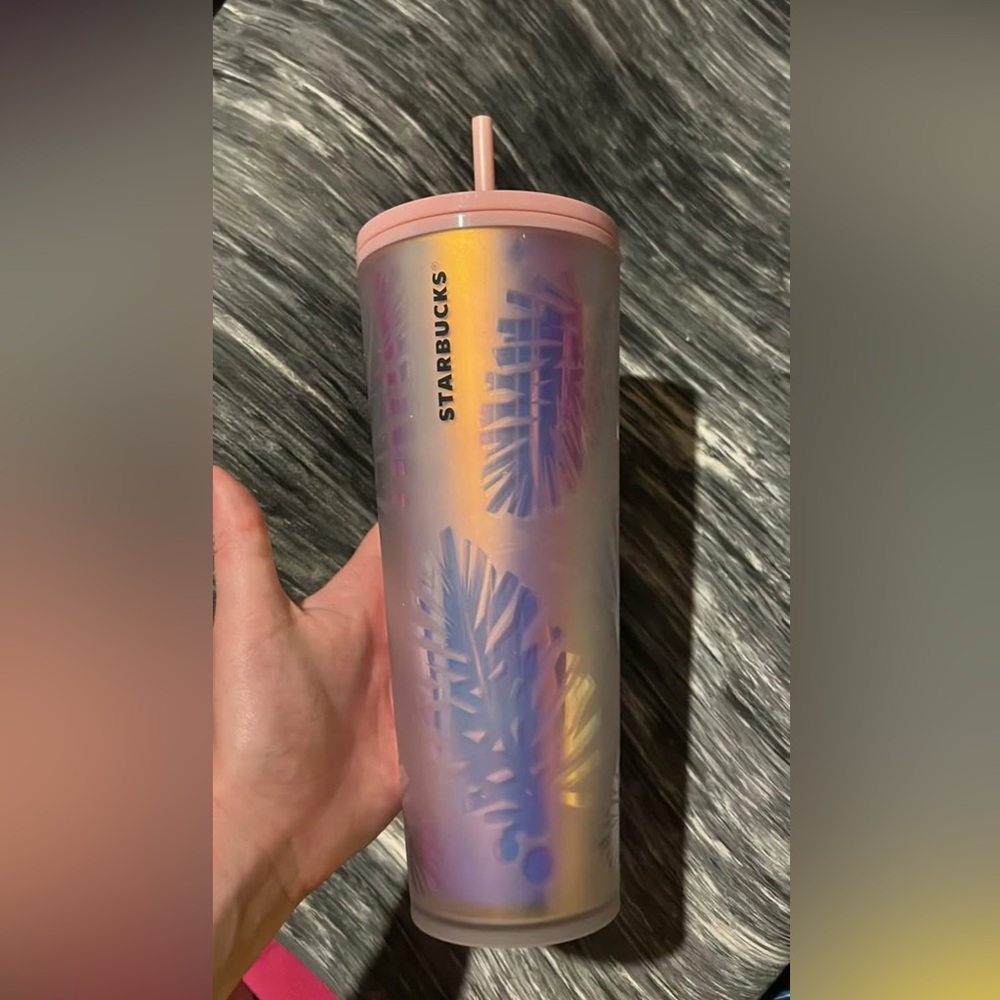 Starbucks Holographic Tumbler with Pink Lid